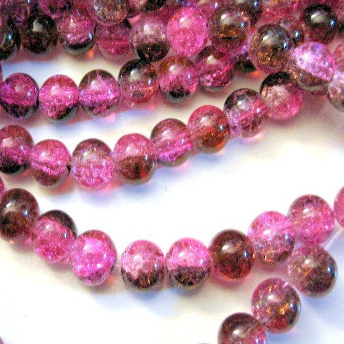 50 pièces 10 mm Perles En Verre Craquelé - Fuch...