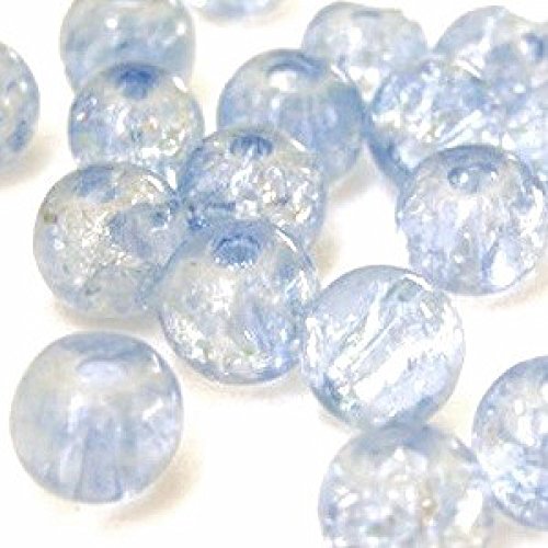 100 pièces 6 mm Perles en Verre Craquelé - Bleu...