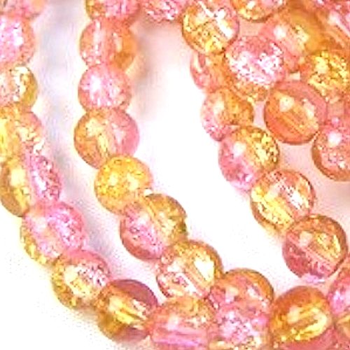 50 pièces 8 mm Perles en Verre Craquelé - Rose ...