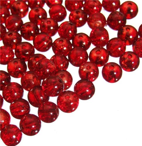 200 perles en verre craquelé 4 mm rouge canneberge