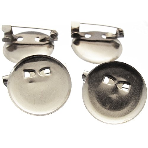 Bead Fanatic 20 fermoirs Badge Broche vierges rond plaqué argent 20 mm pour faire vos propres Badges code EAN 5055692919265 