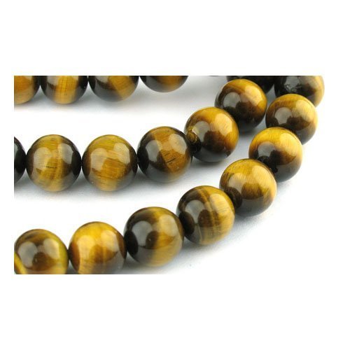 Fil De 45+ Jaune/Brun Oeil De Tigres 8mm Perles...