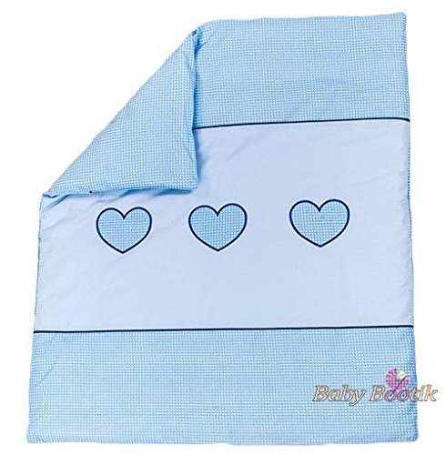 Babycomfort Courtepointe avec cœur brodé/couette Garnissage Convient pour berceau/landau - bleu code EAN 5055726324720 