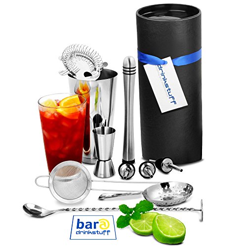 Kit de barman avec shaker Boston en métal et ve...