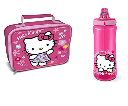 E-Deals E-deals Bundle Deals - Sac repas isotherme avec fermeture Éclair pour enfants sous licence officielle - Motif super héros - Plusieurs super héros au choix Sac repas pour l'école par Bundle Deals. Tous les sacs ont une étiquette officielle ! rose Hello Kitty Set 2 code EAN 5055755708928 