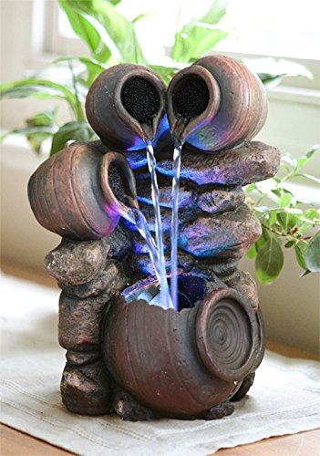 Fontaine d'Intérieur à LED Changeantes 4 Pots -...