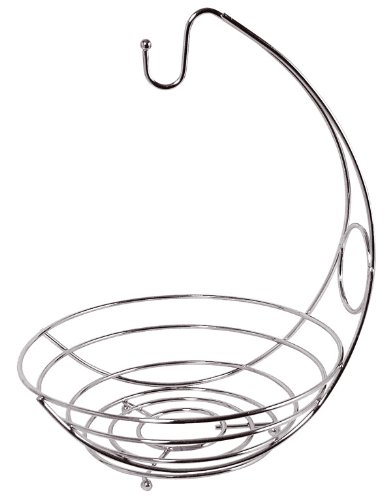 Fruit bowl with banana hanger, chrome