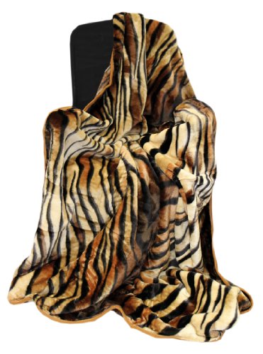 Just Contempo Couvre-lit/jeté de canapé en fausse fourrure, fourrure synthétique, tigre (beige marron or), jumeau code EAN 5055786922348 