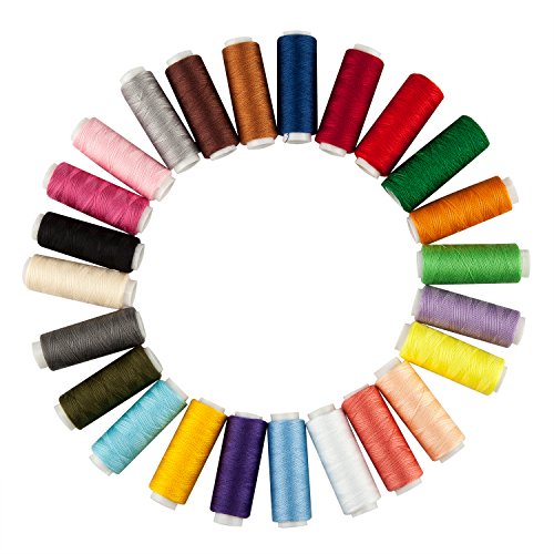 24 fils de couture en coton de couleurs assorties