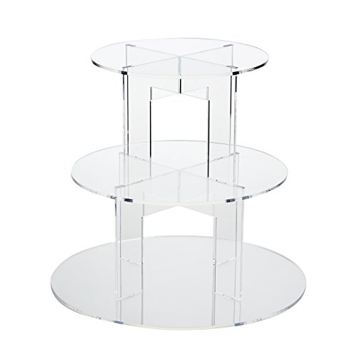 Stand circulaire de pâtisserie clair à 3 niveau...