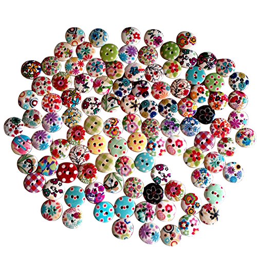 100 boutons vichy à pois colorés assortis