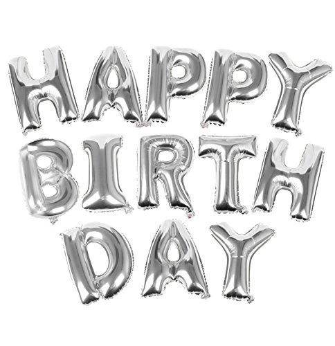Ballons argentés qui forment les lettres de hap...