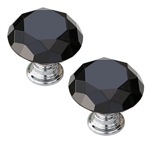 2 poignées noires en verres diamant pour portes...