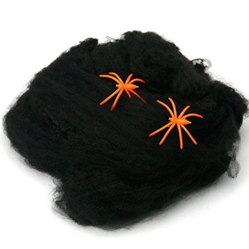 Décoration halloween toile d'araignée noire éla...