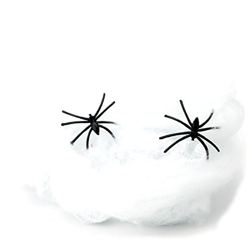 TRIXES Décoration halloween toile d'araignée blanche élastique avec des araignées code EAN 5055804921407 