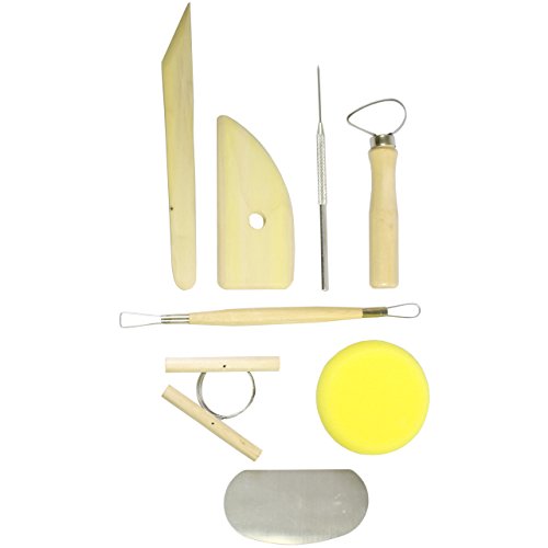 Kit de poterie argile 8 outils en bois et métal...