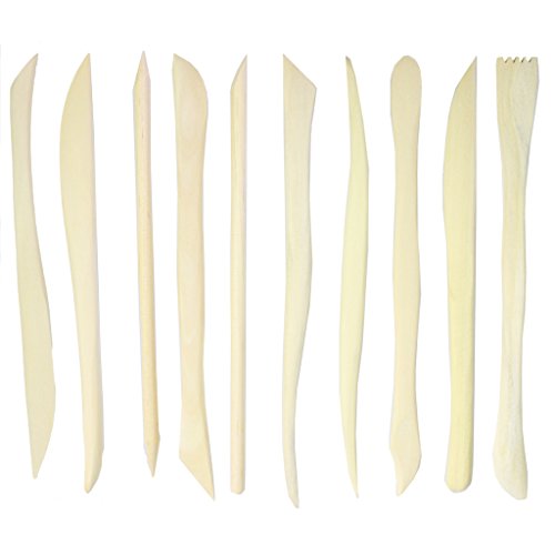 Ensemble de 10 outils en bois de qualité avec d...