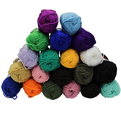 Lot de 20 x 50g de laine acrylique double trico...