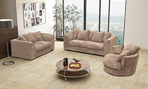 Dylan Dilo café gamme canapés canapés canapés 3 places et 2 places, canapé d'angle, chaise pivotante, repose-pieds (disponible en café, gris, noir, chocolat), tissu, beige, swivel chair only 5055853504750 (5055853504750)