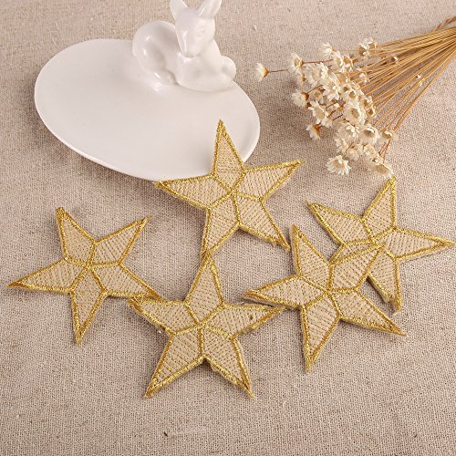 10motifs étoile dorée en tissu, fer sur, à coud...