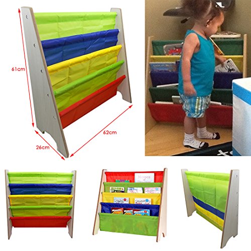 JJOnlineStore 2 - Multi couleur Sling Bibliothèque en bois Rangement pour organiseur book-shelf pour enfants/pour chambre Jeux primaire Meubles Jouets livres code EAN 5055871774326 