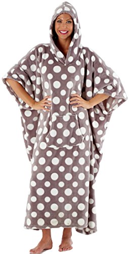 Inspirations Doux à capuche en polaire pour chaise longue Poncho. Rose/blanc ou gris/blanc Taille unique-Spot Design. -  Gris - Taille unique 5055878509648 (5055878509648)