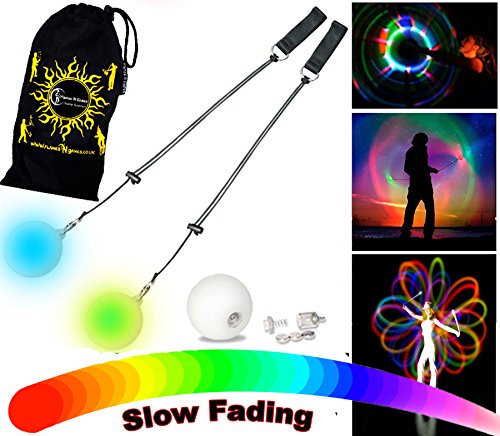 Flames N Games Poi Bolas Swing PRO Bolas Lumineuses (multicolore) Lent fondu de couleur - Flames N Games LED Poi Bolas Swing Lumineux + Sac! code EAN 5055897546051 