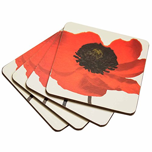 Poppy dessous de verres, rouge, lot de 4