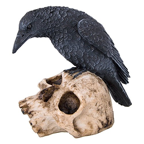 Crâne en résine avec corbeau artistique (13cm)