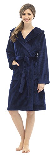 Foxbury Femme shimmer peignoir avec capuche polaire (marine) s 5055949131242 (5055949131242)