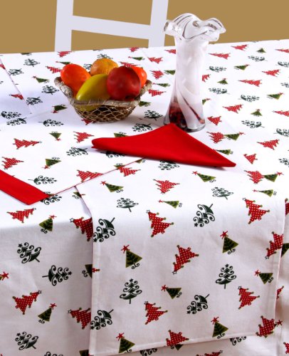 Nappe blanche pour noël de 140 x 230 cm avec mo...