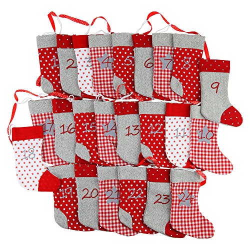 Calendrier de l'Avent - Guirlande de 24 Chausse...