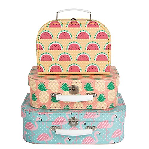Lot de 3 boîtes de rangement VALISE Flamingo Tr...