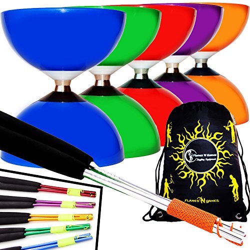 Juggle Dream Diabolos à Roulements à Billes CAROUSEL Diabolo Roulement A Bille + Diabolo Baguettes en Aluminium et Diabolo Ficelle + Diabolos Sac de Transport. Idéal pour les enfants et les débutants (Bleu Diabolo + Bleu Baguettes) code EAN 5056046811594 