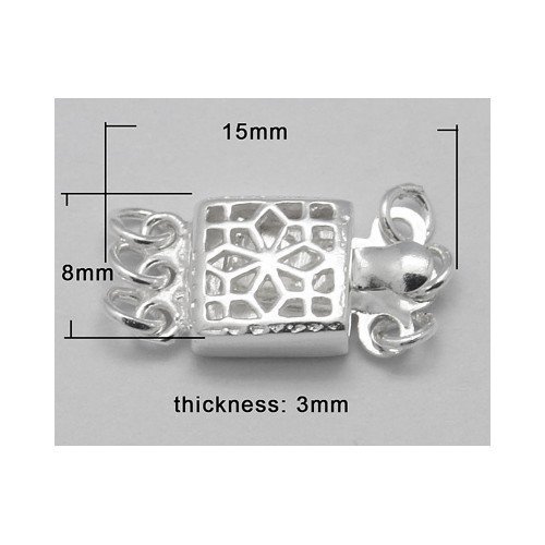 1 x Argent 925 Argent Sterling 8 x 15mm Fermoir...