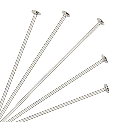 Tête Plate Souple headpins 7,6 cm plaqué argent 76 mm PK50 5056055414083 Beads Jar