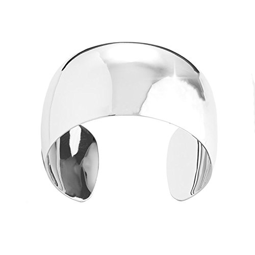 Rhodium plaqué Uni manchette bracelet jonc en argent 40 mm PK1 5056055437624 Beads Jar