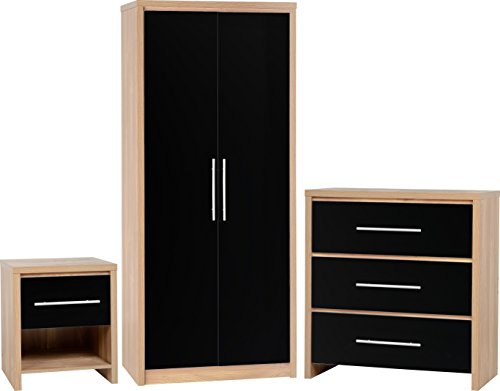 Seconique By home discount ltd séville de chambre - effet chêne clair/noir brillant 5056065602036 (5056065602036)