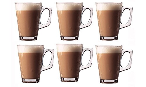 Invero® 6x set de primes café latte 240ml (8,8 oz) effacer grands verres parfait pour le chocolat thé café mocha hot cappuccino espresso et d'autres boissons chaudes code EAN 5056075634775 