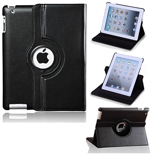 Noir PU cuir Housse Etui avec support rotatif 3...