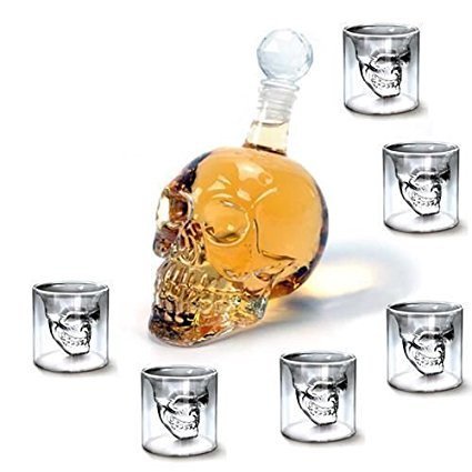 SHINA 550 ml + 6 pcs doomed skull prise de vue prise de vue de crâne en verre de vin en verre crâne de vodka skullhead tasse en verre transparent pour la maison bar partie code EAN 5056106943531 