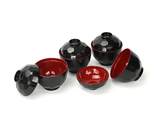 Bol à soupe Miso avec couvercle japonais laqué,...
