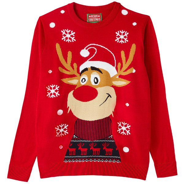 Pull noël renne avec leds homme
