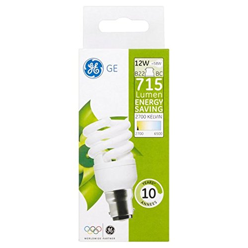 Lighting low energy spiral lightbulb 12w b22 bc