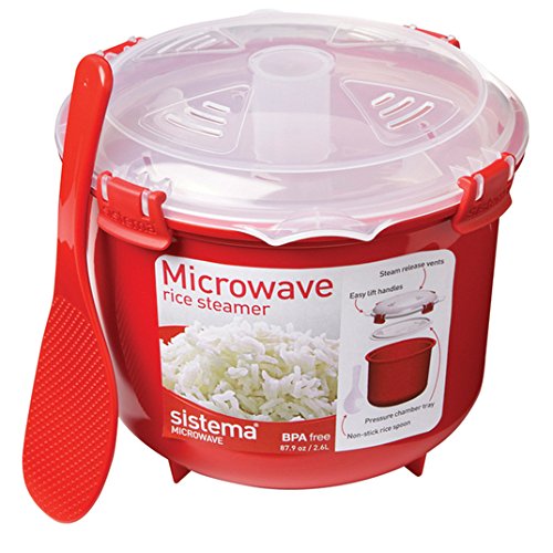 Plastique micro-ondes riz steamer 2.6l, rouge