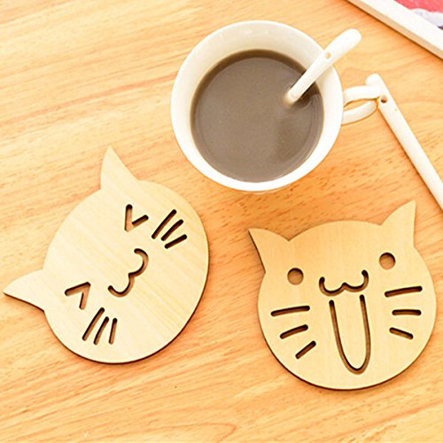Bargain World Chat hibou en bois cafÃ© coaster ...