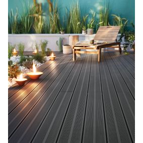  Lame de terrasse composite anthracite Neva Klikstrom L. 220 cm x l. 14,5 cm code EAN 5057741446852 