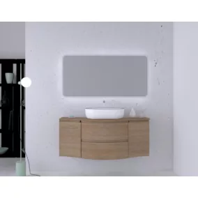  Ensemble salle de bains l.138 cm meuble sous vasque + plan de toilette central effet bois Vague code EAN 5059340714431 