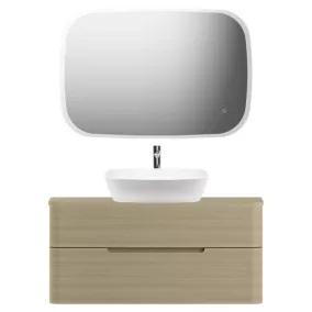  Ensemble salle de bains L. 104 cm meuble sous vasque + plan de toilette décor bois natuel Alba code EAN 5059340726380 