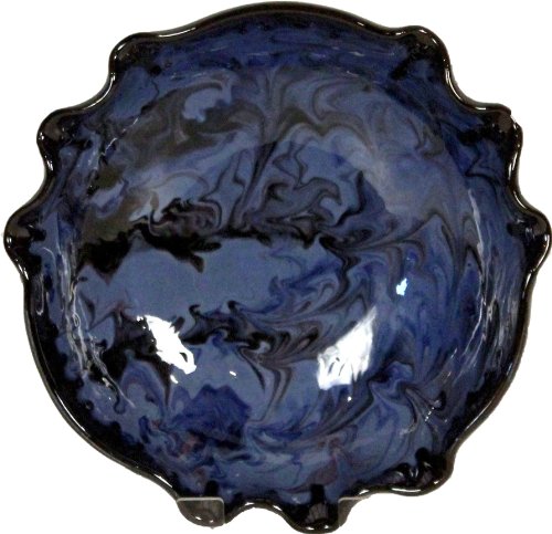 Bol à cannelures et motif aléatoire  25 cm, bleu